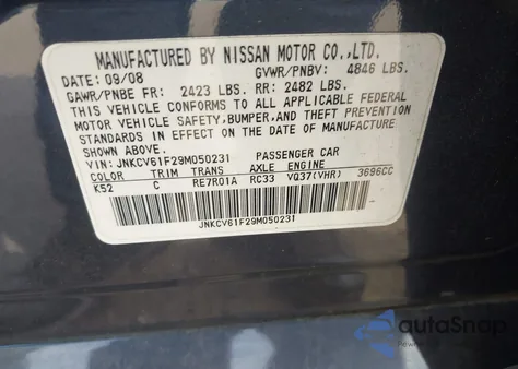 2009 Infiniti G37X z USA, uszkodzony, nr VIN JNKCV61F29M050231